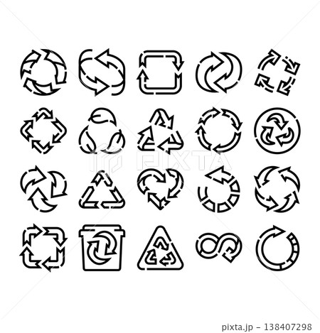 Recycling loop arrows icon collection on white Recycling loop arrows icon collection on white 138407298