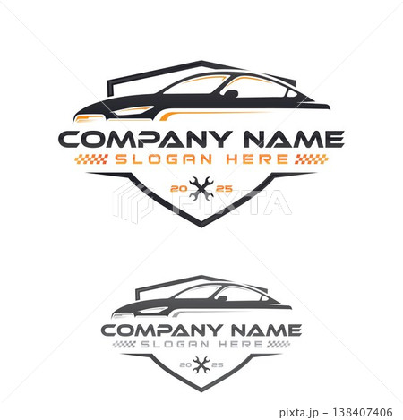 Professional modern shield emblem automotive logo template design 138407406