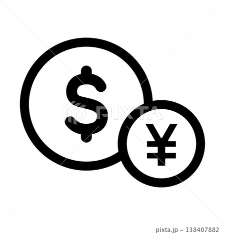 ドルと円マークの通貨アイコン(為替・国際取引) ドルと円マークの通貨アイコン(為替・国際取引) 138407882