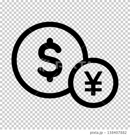 ドルと円マークの通貨アイコン(為替・国際取引) ドルと円マークの通貨アイコン(為替・国際取引) 138407882