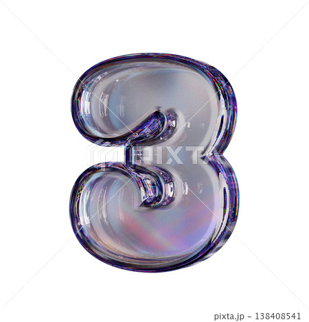 Crystal clear bubble font Number 3 THREE 3D 138408541