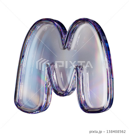 Crystal clear bubble font Letter M 3D 138408562
