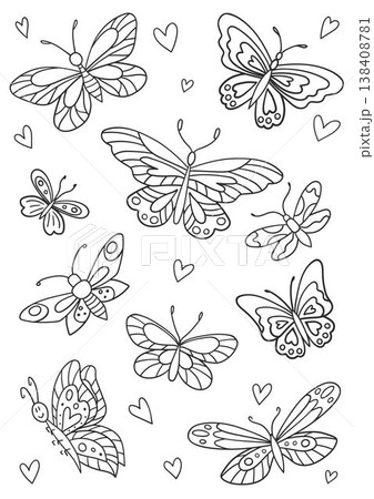Set of cute cartoon butterflies 138408781