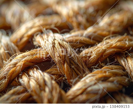 茶色の糸で織られた生地のマクロクローズアップ画像 138409153