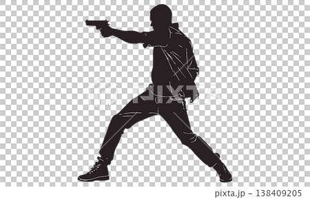 シルエット【銃をかまえる人】 シルエット【銃をかまえる人】 138409205