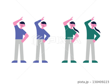 若い男女のストレッチのベクターイラスト素材セット 若い男女のストレッチのベクターイラスト素材セット 138409223