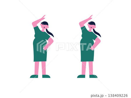 妊婦のストレッチベクターイラスト素材セット 妊婦のストレッチベクターイラスト素材セット 138409226