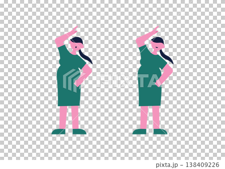 妊婦のストレッチベクターイラスト素材セット 妊婦のストレッチベクターイラスト素材セット 138409226