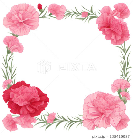 赤とピンクのカーネーションのフラワーフレーム 感謝の背景イラスト 赤とピンクのカーネーションのフラワーフレーム 感謝の背景イラスト 138410087
