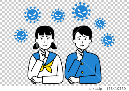 ウィルスに悩んでいる学生の男女 138410380