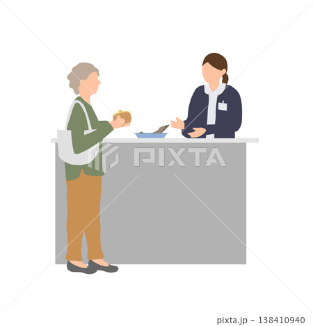 高齢者が受付で支払いをする会計シーン　医療機関の窓口対応 138410940