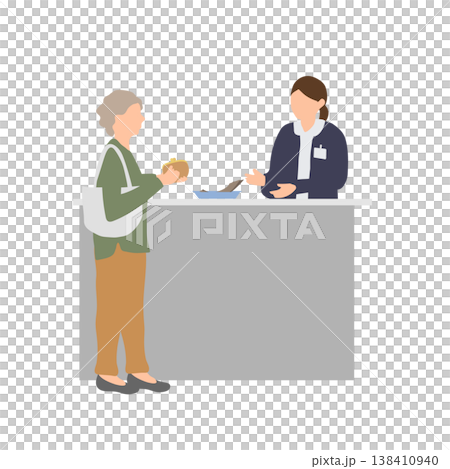 高齢者が受付で支払いをする会計シーン　医療機関の窓口対応 138410940