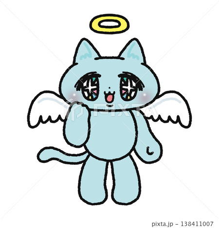 歯痛ポーズのゆめかわ天使なネコ 138411007