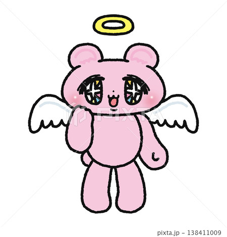 歯痛ポーズのゆめかわ天使なクマ 138411009