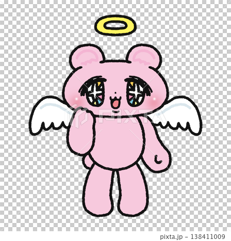 歯痛ポーズのゆめかわ天使なクマ 138411009