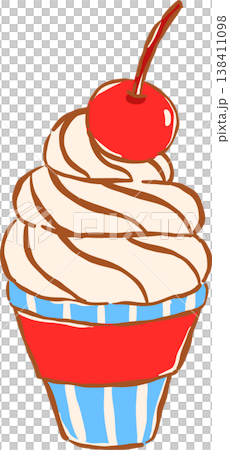 Retro Cupcake with Cherry Whimsical Hand Drawn Retro Cupcake with Cherry Whimsical Hand Drawn 138411098