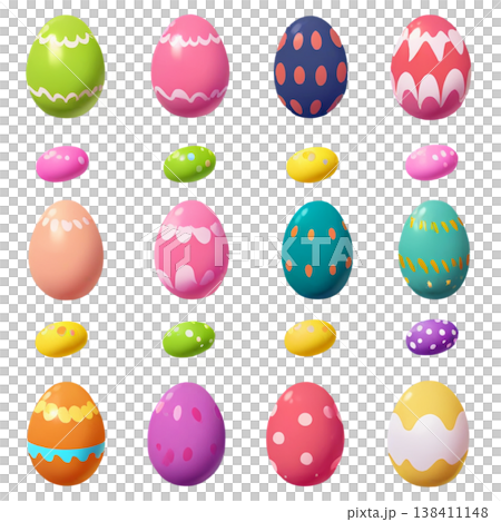 イースター、透過、卵、イースターエッグ、うさぎ、バスケット、春、Easter  138411148