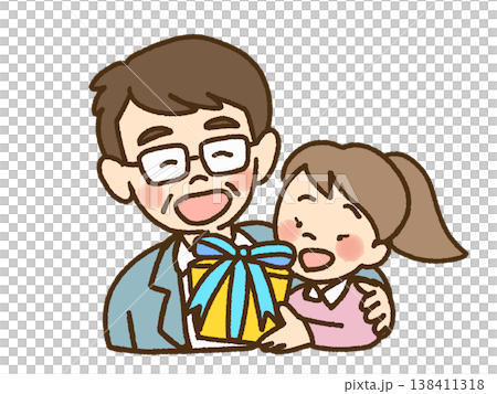 A father who is happy to receive a gift on Father's Day. 138411318