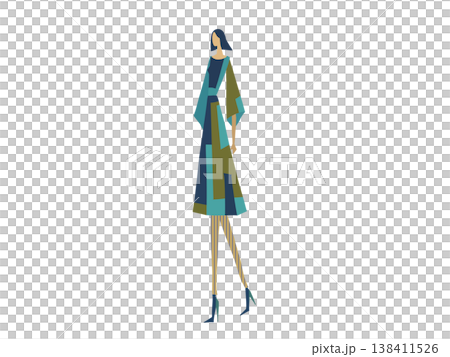 一個時尚的年輕女子的插圖 138411526