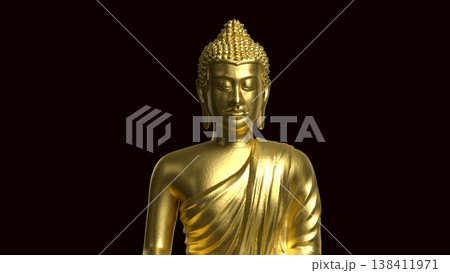 Golden Buddha Statue Meditation Spiritual Peace Concept 3d render. 138411971