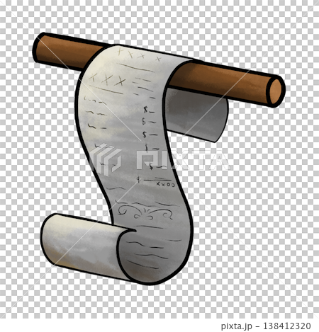 Scroll-like paper receipt attached to a brown rod cartoon illustration Scroll-like paper receipt attached to a brown rod cartoon illustration 138412320