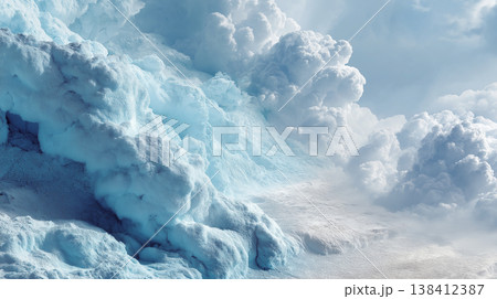 青白い氷河と雲が広がる幻想的な極地の雄大な風景背景素材 青白い氷河と雲が広がる幻想的な極地の雄大な風景背景素材 138412387