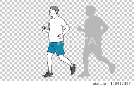 Illustration of a man running to lose weight in middle age. Illustration of a man running to lose weight in middle age. 138412397