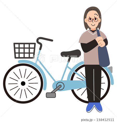 自転車と訪問看護師のイラスト 自転車と訪問看護師のイラスト 138412511