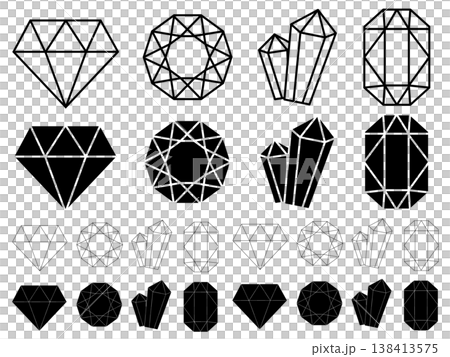 A set of simple gemstone illustrations A set of simple gemstone illustrations 138413575