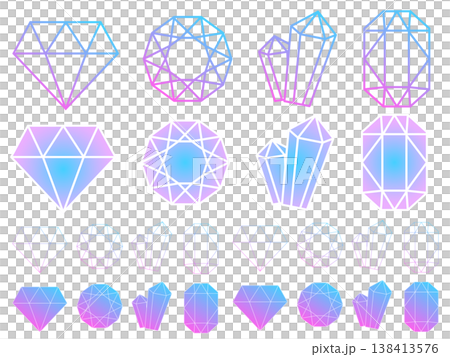 A set of simple gemstone illustrations A set of simple gemstone illustrations 138413576