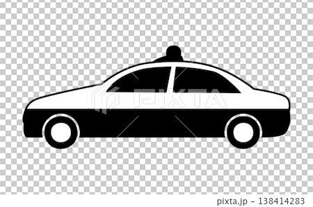 一幅簡單的日本警車側視圖輪廓插圖。 138414283