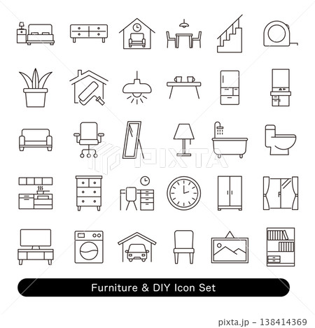 家具・DIYアイコンセット 138414369