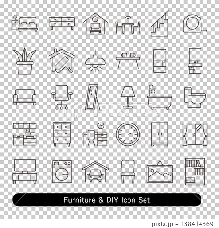 家具・DIYアイコンセット 138414369