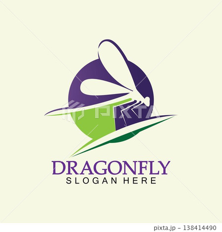 Dragonfly Logo Vector icon illustration design template 138414490