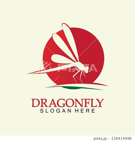 Dragonfly Logo Vector icon illustration design template 138414496