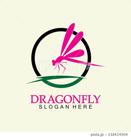 Dragonfly Logo Vector icon illustration design template 138414504