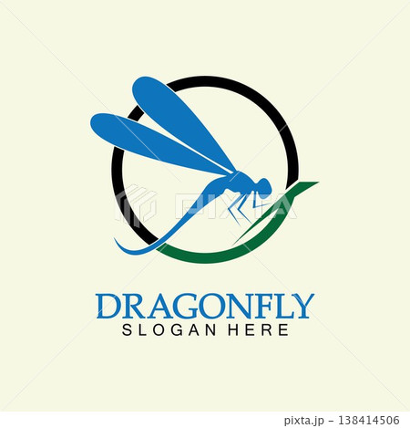 Dragonfly Logo Vector icon illustration design template 138414506