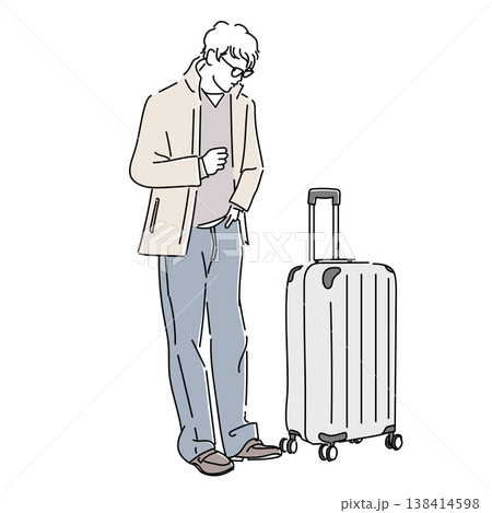 東京ファッションスナップ 春 メンズきれいめカジュアル 出張や旅行スタイルの男性イラスト 東京ファッションスナップ 春 メンズきれいめカジュアル 出張や旅行スタイルの男性イラスト 138414598