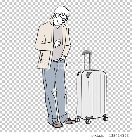 東京ファッションスナップ 春 メンズきれいめカジュアル 出張や旅行スタイルの男性イラスト 東京ファッションスナップ 春 メンズきれいめカジュアル 出張や旅行スタイルの男性イラスト 138414598