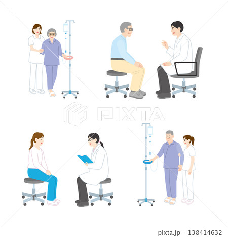 医療・看護の医療・看護のイラストセット(入院・診察・予防イラストセット(入院・診察・予防接種・採血) 医療・看護の医療・看護のイラストセット(入院・診察・予防イラストセット(入院・診察・予防接種・採血) 138414632