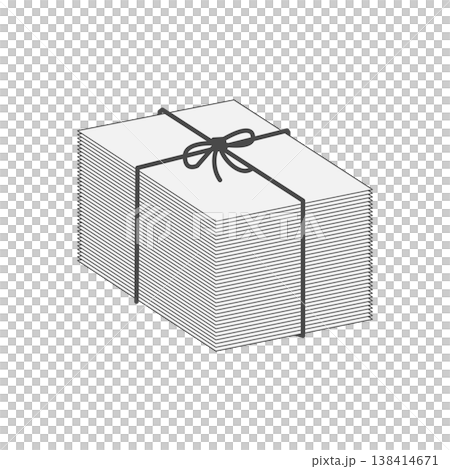 A simple document icon representing a stack of papers tied together with string. 138414671