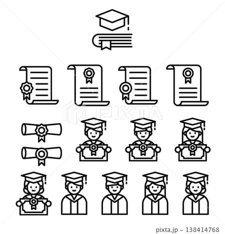 Graduation Icon Set - Line Outline 138414768
