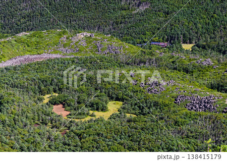 八ヶ岳連峰・東天狗岳から見るスリバチ池と黒百合平 138415179