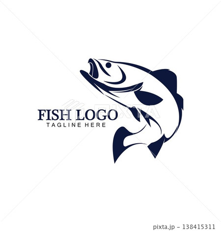 Fish abstract icon design logo template,Creative vector symbol of fishing club or online shop. 138415311