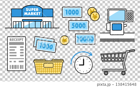 Supermarket work icon set | Easy-to-use simple colors Supermarket work icon set | Easy-to-use simple colors 138415648