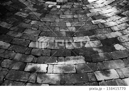 Gray monochrome bricks pavement texture Gray monochrome bricks pavement texture 138415770