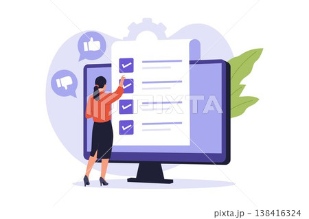 Illustration of Online Survey and Digital Feedback on Computer Illustration of Online Survey and Digital Feedback on Computer 138416324