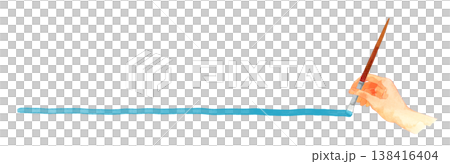 A hand drawing lines with a paintbrush and light blue paint - Hand-drawn watercolor illustration material A hand drawing lines with a paintbrush and light blue paint - Hand-drawn watercolor illustration material 138416404