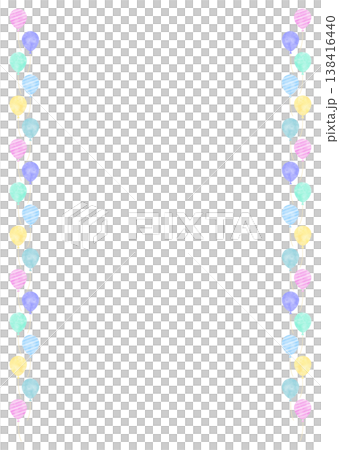 カラフルな風船のフレーム［ストライプ］ 138416440