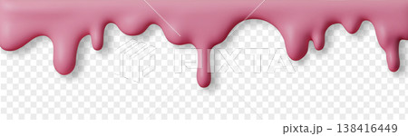 Drip liquid pink and ice cream jelly with gum melt paint. Texture background 3d and drip slime milk with candy strawberry liquid. Cake drip raspberry and bg ice drop with nail cream donut. 138416449